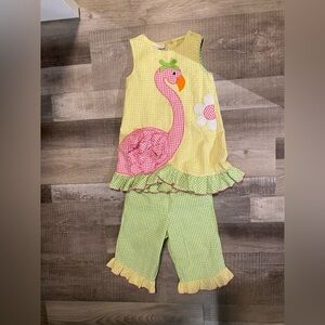 Bonnie Jean Girls Flamingo Two Piece Set 4T